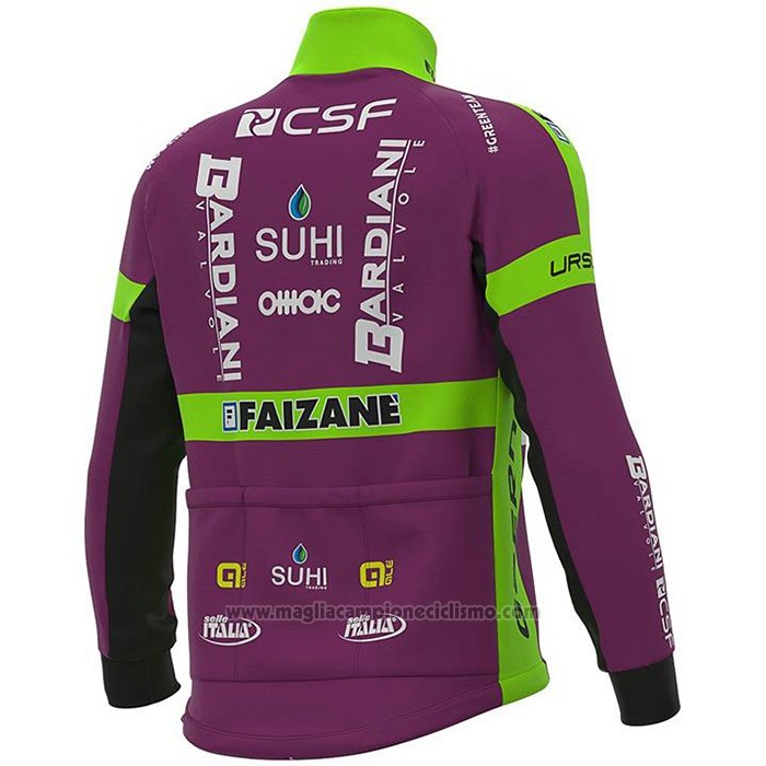 2020 Abbigliamento Ciclismo Bardiani Csf Viola Verde Manica Lunga e Salopette